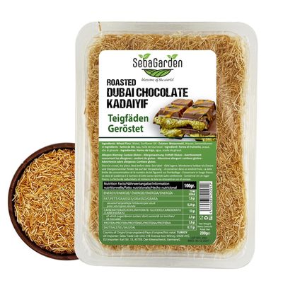 Seba Garden Dried &amp; Roasted Chopped Dubai Chocolate Kadaifi/Kunafa - Authentic Kadaif Premium Quality Kadayif from Turkey (Kadaifi Only)