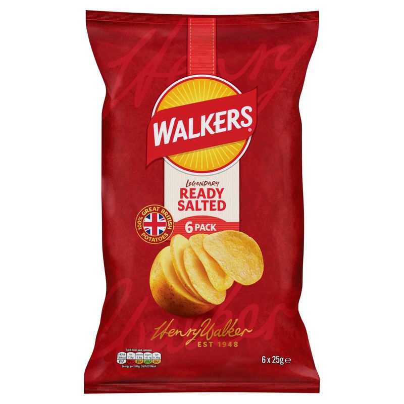 Walkers Ready Salted Multipack Crisps 6x25g