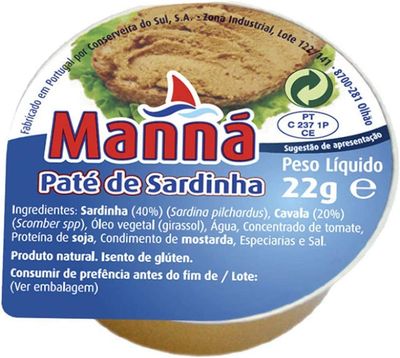 Manna, Pate de Sardina - Sardin Paste, 24 x 22gr