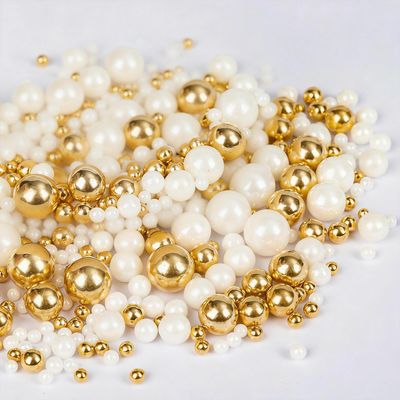 Edible White Gold Pearl Sugar Sprinkles, 130g, Gold Cake Decoration, Gold Sugar Pearl Sprinkles for Cake Decorating, Cupcake Topper, Holiday Birthday Party Supplies