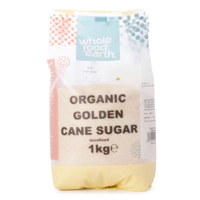 Wholefood Earth Organic Golden Cane Sugar 1kg Raw Unrefined Vegan GMO Free Certified Organic