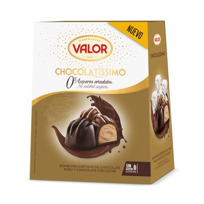 Valor 0% Added Sugar Chocolate Truffles - Assorted Milk & Dark Diabetic Chocolate Pralines, Fine Cocoa Sweetened with Stevia by Master Chocolatiers - A Chocolate Gift for Easter, Gold Assorted 200g