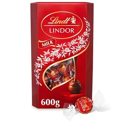 Lindt Lindor Milk Chocolate Truffles - 600g Box (Approx. 48 Balls) - Smooth Filling - Gift, Birthday, Congratulations, Sharing Treat