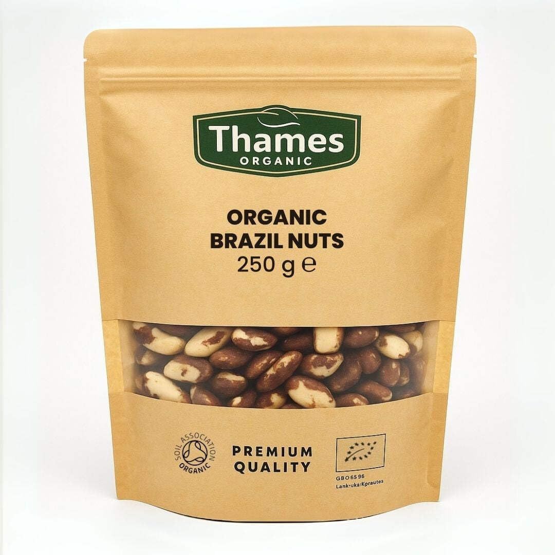 Organic Brazil Nuts 250g-Certified Organic, Non-GMO, Vegan, No Additives, No Preservatives, Resealable Bag by Thames Organic 250 g