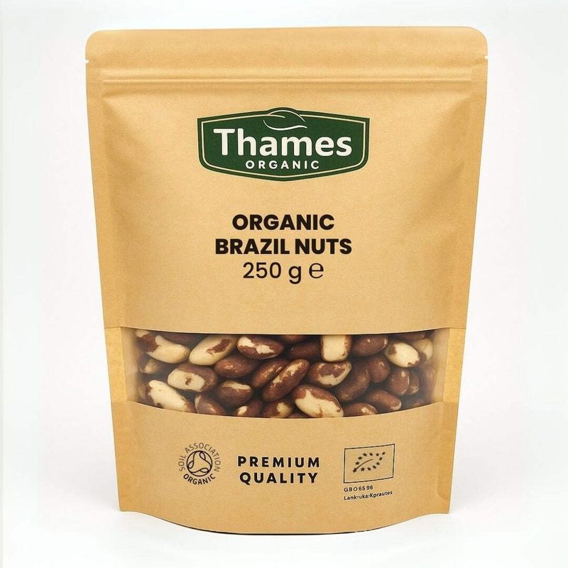 Organic Brazil Nuts 250g-Certified Organic, Non-GMO, Vegan, No Additives, No Preservatives, Resealable Bag by Thames Organic 250 g