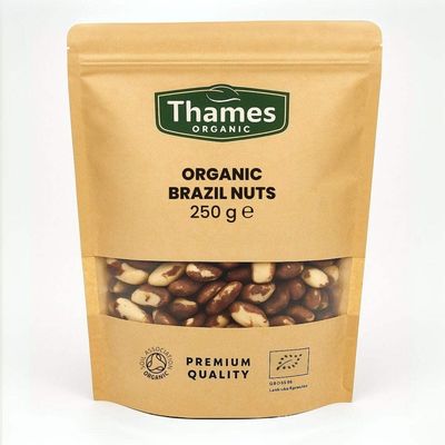 Organic Brazil Nuts 250g-Certified Organic, Non-GMO, Vegan, No Additives, No Preservatives, Resealable Bag by Thames Organic 250 g