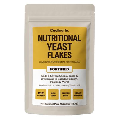 Coolinario Fortified Nutritional Yeast Flakes (56 g) Savory Cheese-Like Flavor for Vegan Cooking Rich in B-Vitamins, Protein &amp; Fiber Ideal for Pasta, Popcorn &amp; Sauces Gluten-Free &amp; Vegan