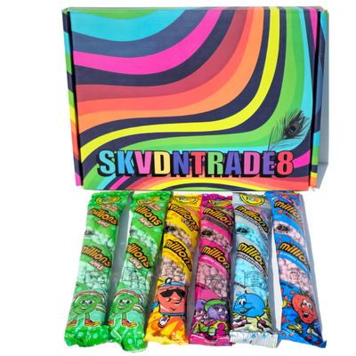 Millions Sweets Gift Box Hamper Includes 6 Tubes Packs of Millions, Strawberry, Bubblegum, Cola, Apple,Blackcurrant/Raspberry,Suitable for Vegans & Vegetarians, pack of 6