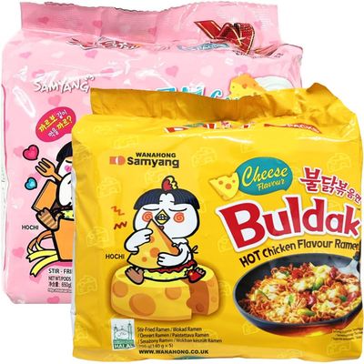 WaNaHong Samyang Hot Spicy Chicken Ramen Noodle Box (Carbonara Flavour 5 Packs &amp; Cheese Flavour 5 Packs)