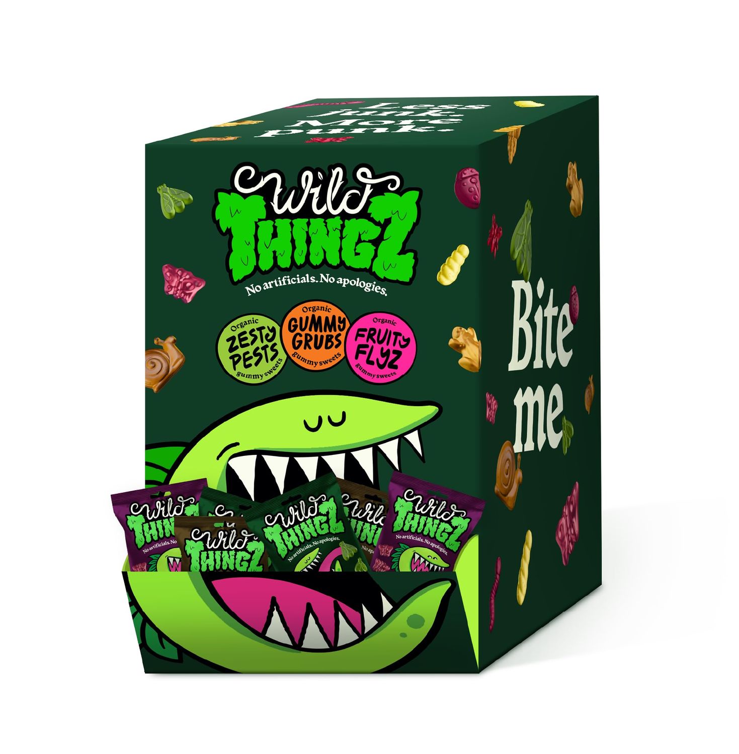 Wild Thingz Mixed Flavour Organic &amp; Low Sugar Natural Gummy Sweets, Vegan &amp; Gluten Free Party Box - Perfect for Lunchboxes, Parties, Offices or as Gifts 25 g (Pack of 24)