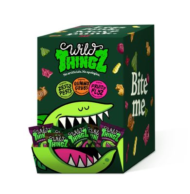 Wild Thingz Mixed Flavour Organic & Low Sugar Natural Gummy Sweets, Vegan & Gluten Free Party Box - Perfect for Lunchboxes, Parties, Offices or as Gifts 25 g (Pack of 24)