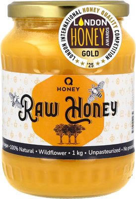 Q Honey Raw Unpasteurised Wildflower Honey 1kg - Gold Award Winner of the 2025 London International Honey Quality Competition