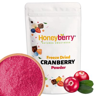 Freeze Dried Cranberry Powder 100g - No Added Sugar, All Natural &amp; Pure Superfood Powder - Freeze Dried Powdered Cranberries Perfect for Baking, Smoothies or Desserts