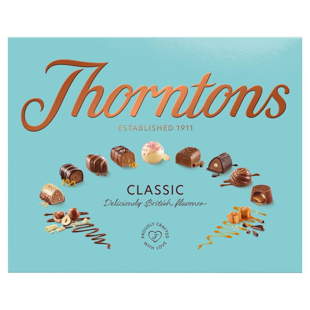 Thorntons Classic Chocolate Gift Box, Assorted White, Milk and Dark Chocolates, 449 g