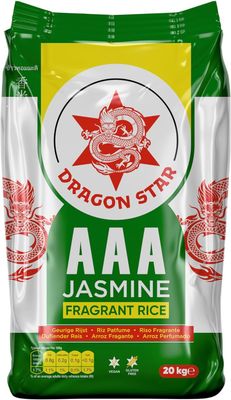 Dragon Star AAA Jasmine Fragrant Rice 20 kg PACK OF 1 Vegan and Gluten Free Premium White Rice Ideal for Asian &amp; Afro Carribean Cuisine.