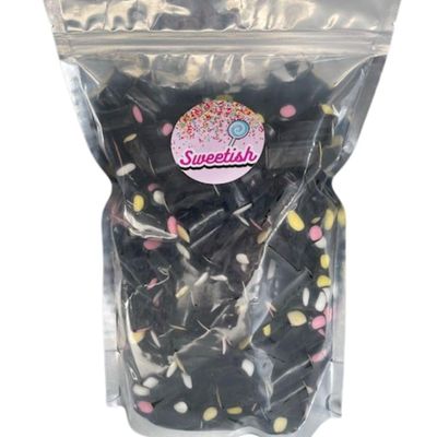 Liquorice Cream Rock 1kg sharing Pouch By Sweetish, Perfect For Parties, Birthdays &amp; Sharing