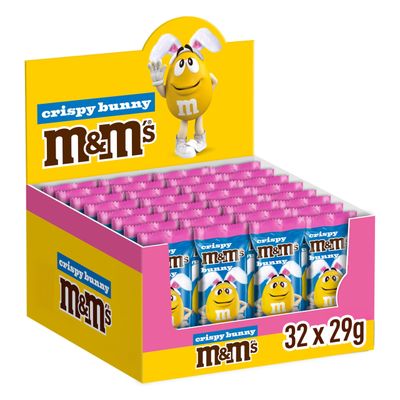 M&amp;M s Milk Chocolate Crispy Bunny 32-Pack 29g Each - Bulk Easter Chocolate Bunnies with M&amp;M Minis, Crispy Chocolate Filling, Easter Egg Hunt, Party Bag Filler &amp; Sharing Treat