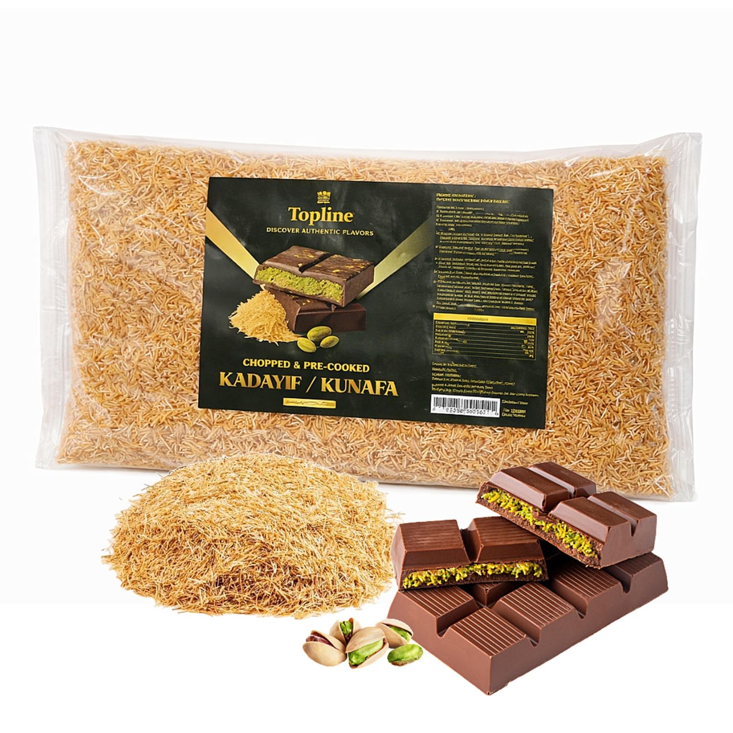 Roasted Kadayif Pastry for Dubai Chocolate - Chopped &amp; Pre-Cooked 500g Kataifi Pastry Fillo Dough for Kunafa Bars, Kadayif Rolls or Dubai Chocolate Bar Pistachio