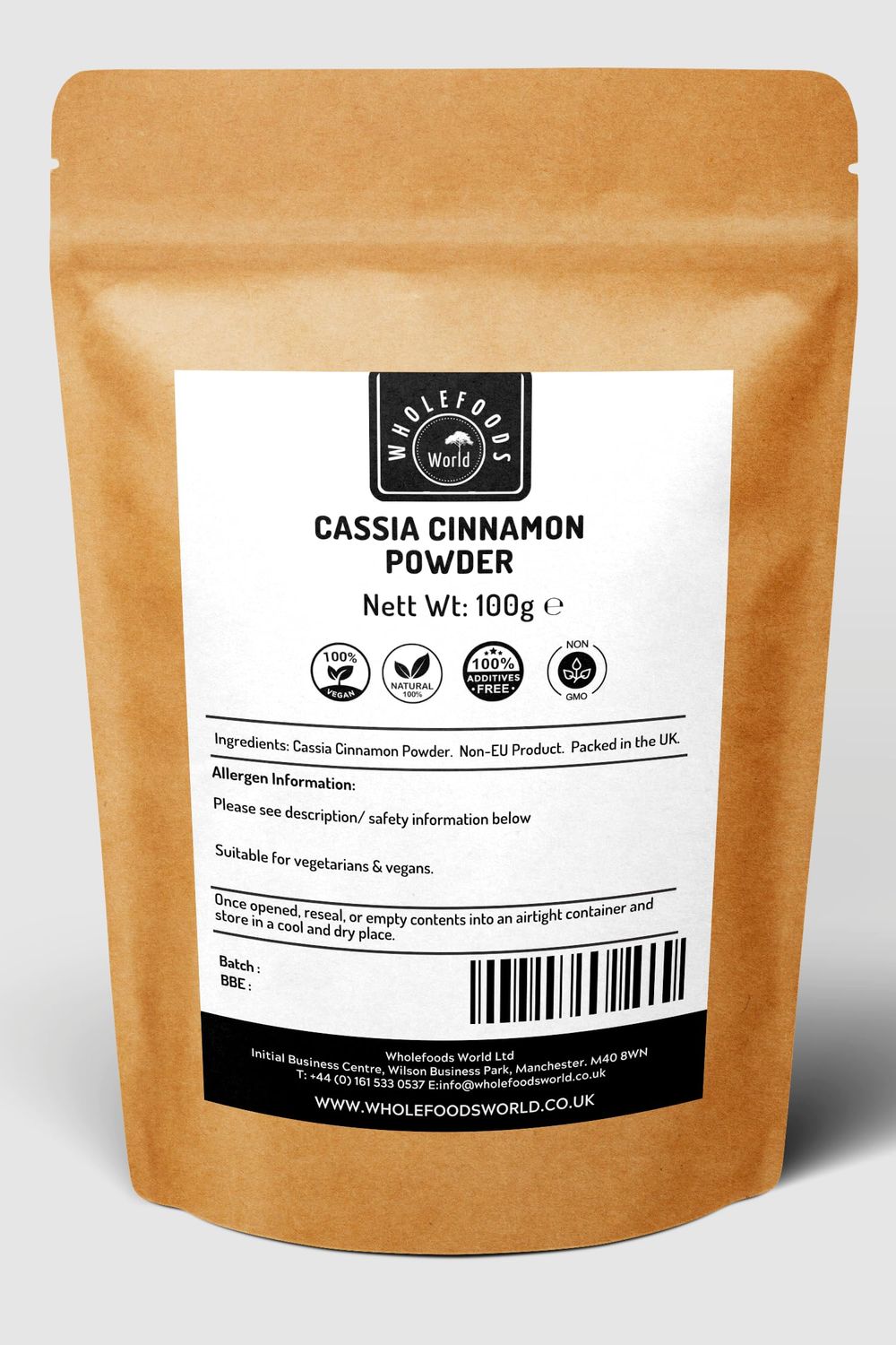 Cassia Cinnamon Powder Baking, Cooking &amp; Beverages Spice Vegetarian and Vegan Friendly Packed in Kraft Paper Pouch (100g)