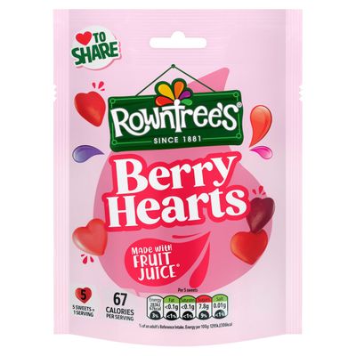 Rowntree s Berry Hearts, Sweets Sharing Bag 115g