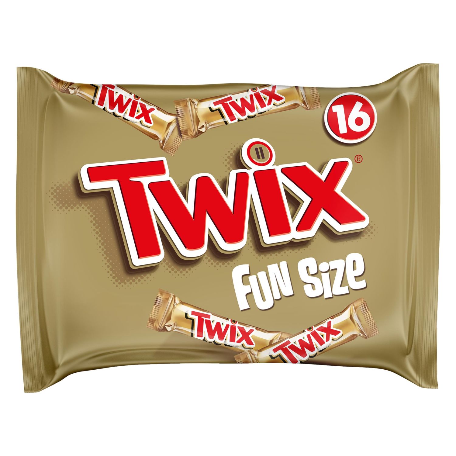 Twix Chocolate Funsize Bulk Bag, Chocolate, Caramel &amp; Biscuit Bars, 333g, 16 pack
