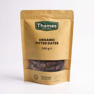 Organic Dried Pitted Dates - Raw, Vegan, GMO-Free - No Additives or Preservatives, High Fibre, Certified Organic - Nutritious, Delicious, and Convenient - Thames Organic 500g