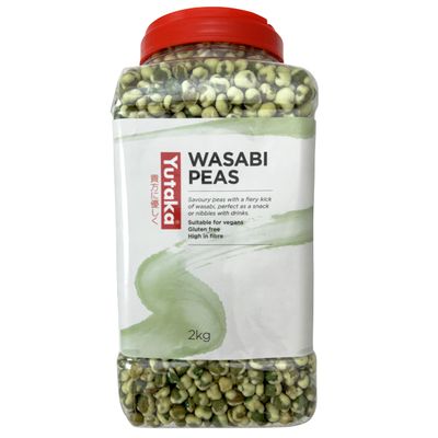 Yutaka Wasabi Peas 2kg Authentic Japanese Snack Spicy &amp; Crunchy Perfect for Parties or as a Beer Snack Vegan, Gluten-Free &amp; High in Fibre