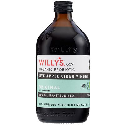 WILLY'S Apple Cider Vinegar with Live Mother - Probiotics For Detox & Gut Health - 500ML Glass Bottle - Organic, Raw, Unpasteurised, Naturally Fermented ACV WILLY'S Apple Cider Vinegar with Live Mother - Probiotics For Detox & Gut Health - 500ML Glass Bottle - Organic, Raw, Unpasteurised, Naturally Fermented ACV