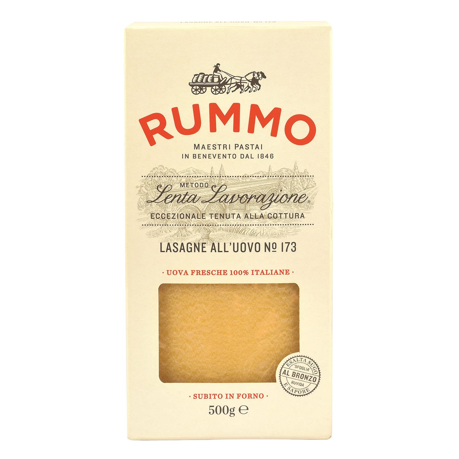 Rummo Egg Lasagne All'uovo Pasta, No.173 - Premium Italian Pasta Sheets, Artisan-Made for Traditional Layered Perfection, 500 g (Pack of 1)
