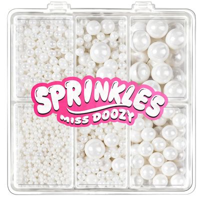 Edible Pearl Sprinkles - 4 Sizes White Pearl Sugar Candy 130g, Cupcake, Ice Cream, Donuts, Macaron Toppings Supplies for Wedding Birthday Halloween Christmas