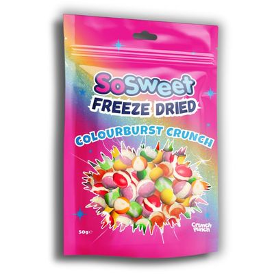 SoSweet Freeze Dried Sweets - Colourburst Crunch 50g Intense Flavour Crispy Fruit Candy Snack Fun Sweet Treat