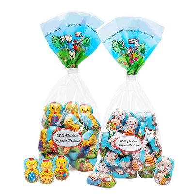 Easter Bunny & Little Chick Chocolate Bulk Buy - Pack of 2 x 225g Individually Foil Wrapped Milk Chocolate & Hazelnut Easter Sweets Sharing Bags for Egg Hunt, Easter Gifts or Chocolate Hampers