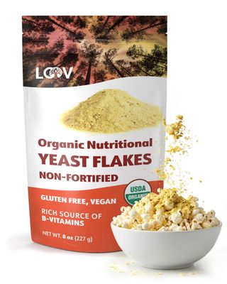 LOOV Organic Non-Fortified Nutritional Yeast Flakes, Toasted Unfortified Nooch, Vegan, Non-GMO, Gluten Free, Good Source of B-Vitamins, No Added Vitamins, Resealable Bag, 227 Grams