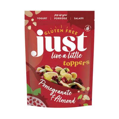 Just Live a Little Toppers Pomegranate & Almond 1kg Trail Mix Cereal Topper, Dried Fruit Snack with Almonds, Pumpkin Seeds, Pomegranate, Cranberries & Raisins Healthy Trail Mix