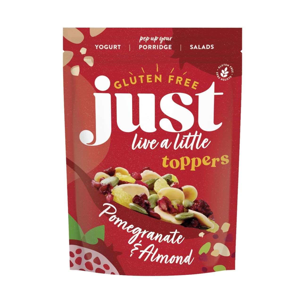Just Live a Little Toppers Pomegranate &amp; Almond 1kg Trail Mix Cereal Topper, Dried Fruit Snack with Almonds, Pumpkin Seeds, Pomegranate, Cranberries &amp; Raisins Healthy Trail Mix