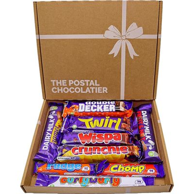 Dairy Milk Chocolate Gift Box Hamper, Full Sized Bars, Letterbox Friendly, Perfect for Presents, Surprises Birthdays and Treats, Twirl, Double Decker, Crunchie. Dairy Milk Chocolate Gift Box Hamper, Full Sized Bars, Letterbox Friendly, Perfect for Presents, Surprises Birthdays and Treats, Twirl, Double Decker, Crunchie.