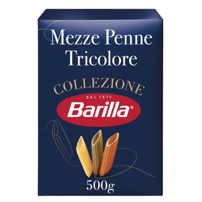Barilla Mezze Penne Tricolore - Authentic Italian Pasta Made with Durum Wheat - Classic Short Shape Pasta - For Pasta Salad, Fun for Children - Single Pack of 1 x 500g