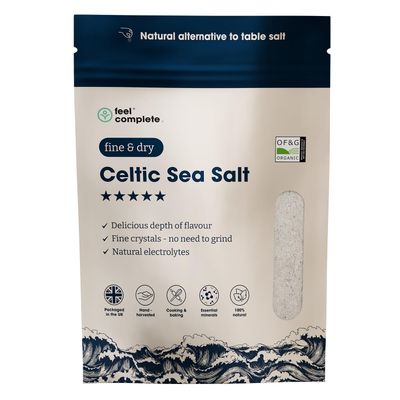 Feel Complete 800g Fine &amp; Dry Celtic Sea Salt No Need To Grind Organic Approved Essential Minerals &amp; Electrolytes Natural Alternative To Table Salt Lab Tested