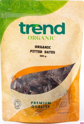 Trend Organic Dried Pitted Dates, 500g - High in Fibre, Natural Sugars, and Vital Minerals - Potassium and Magnesium - Certified Organic, Vegan, GMO-Free, No Additives No Preservatives, Raw