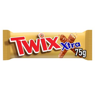 Twix Xtra Milk Chocolate Bar, 75g - Chocolate Biscuits & Sweet Snacks - Perfect For Work Breaks With Tea Or Coffee, On-The-Go Snacking, Hamper Filler & Gift