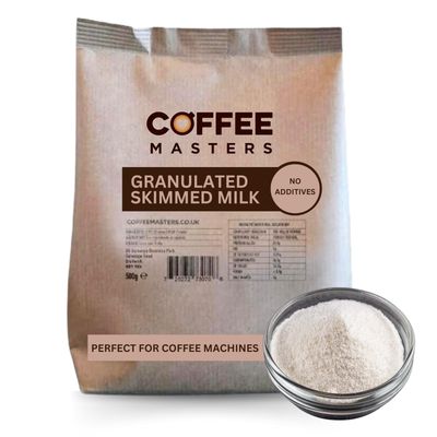 Coffee Masters Granulated Skimmed Milk Powder - 10 x 500g Dried Skim Powdered with No Additives - Perfect for Bean to Cup Espresso Machines and Home Use