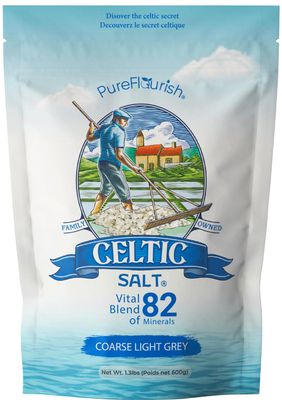 Pure Flourish Celtic Sea Salt - 600g 100% Unrefined Celtic Salt Rich in Essential Minerals Hand Harvested Light Grey Celtic Salt Crystals from France