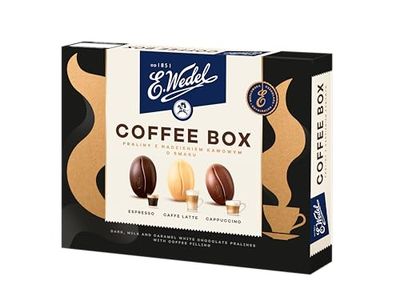 E.Wedel Coffee Chocolate Gift Box Chocolates Pralines 100g / 3.5oz - Assorted Espresso, Cappuccino &amp; Caffe Latte Chocolates Premium Pralines with Coffee Filling chocolate Box