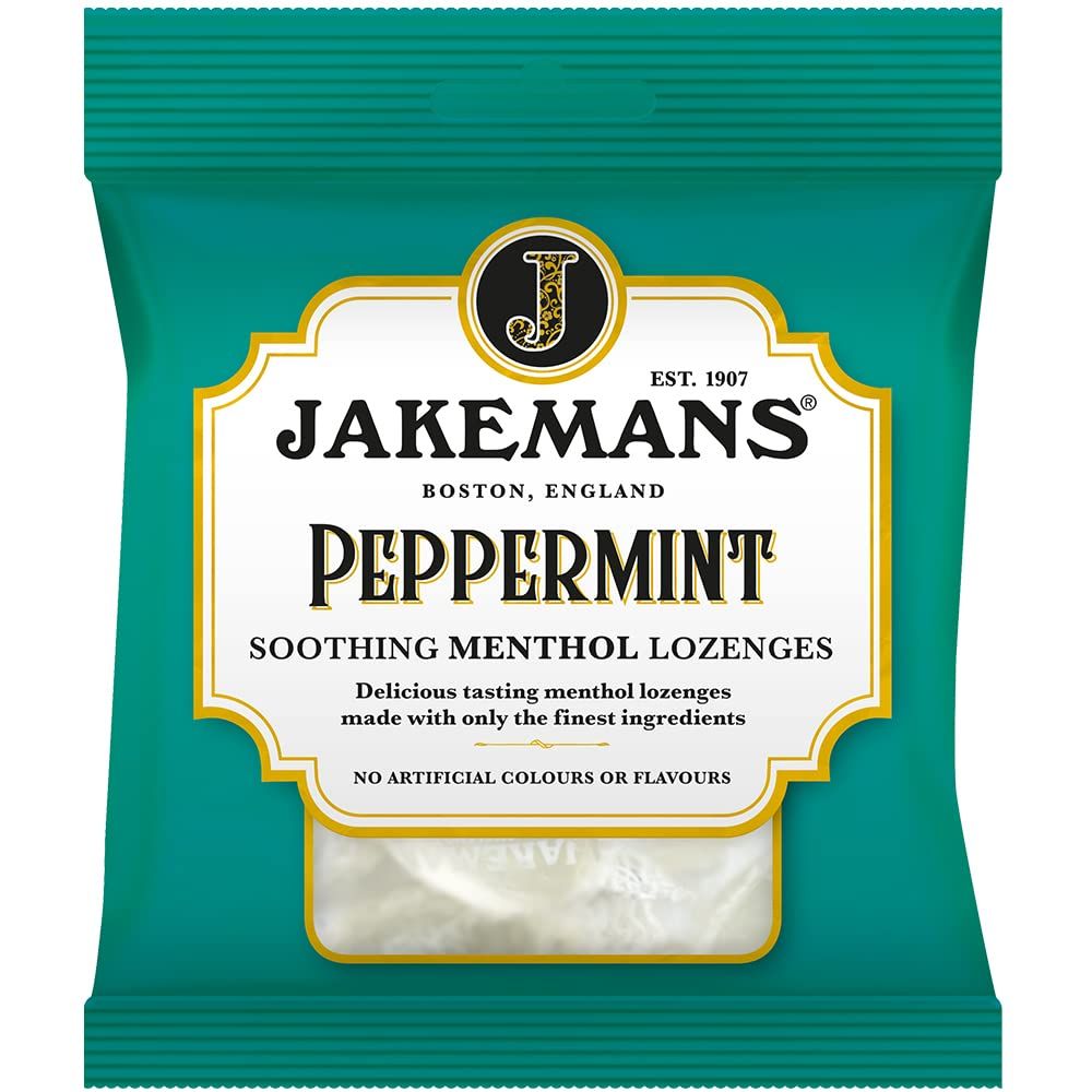 Jakemans Peppermint 73g - Pack of 12 - Soothing Menthol Sweets - Suitable For Vegetarians