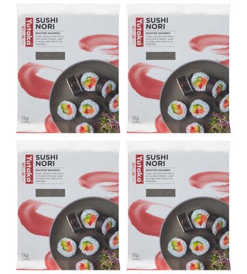 Yutaka - Sushi Nori, 11g (5 Sheets) x Pack of 4 - Japanese-Style Roasted Seaweed - Crisp & Umami-Rich - Ideal for Sushi Rolls, Soups & Rice Bowls - Natural, Vegan-Friendly & Ready to Use