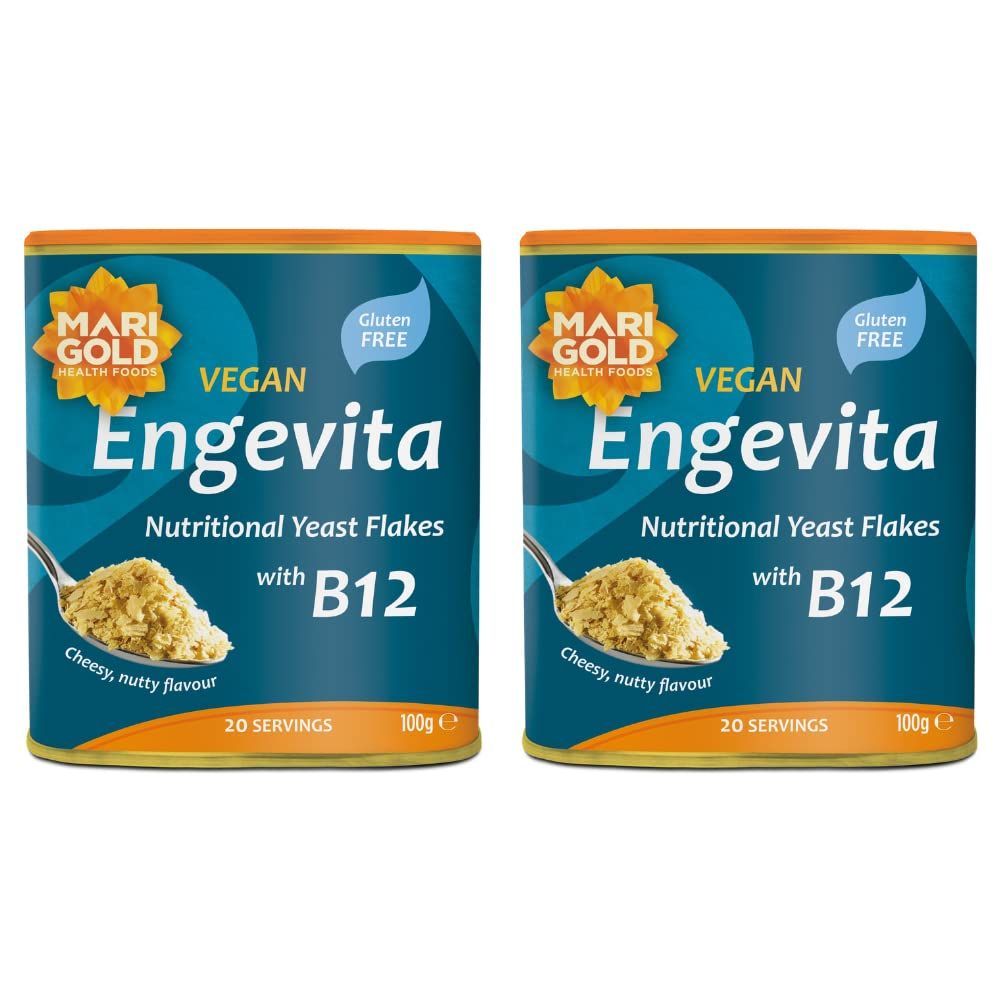 Marigold Vegan Engevita Nutritional Yeast Flakes with Vitamin B12 100g (Pack of 2)