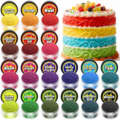 Food Colouring Powder Set - 18 Vibrant Colours Food Dye, Upgrade High Concentration Edible Paint Food Colouring Set for Macarons, Cake Decorating, Icing, Fondant, Icing - 2g each