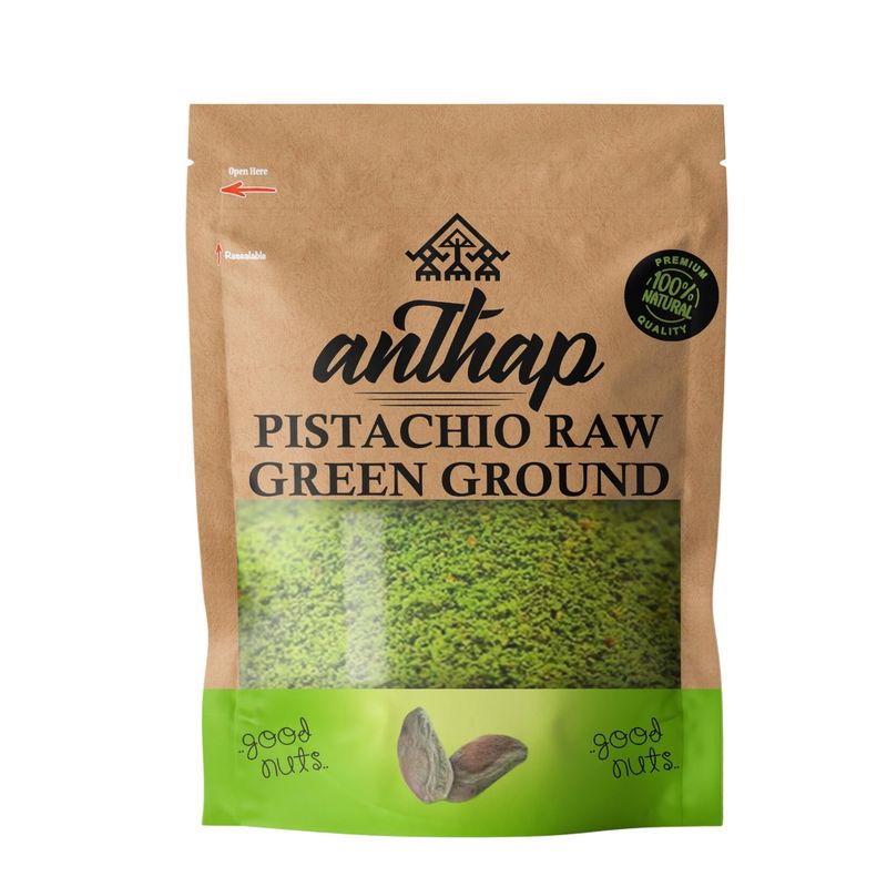 Anthap Antep Pistachio Raw Boz Green Ground, Premium Quality Antep Pistachios, Vibrant Boz Green Color, Finely Ground for Versatile Use, 100% Natural &amp; Raw, Perfect for Desserts &amp; Pastries, 150g