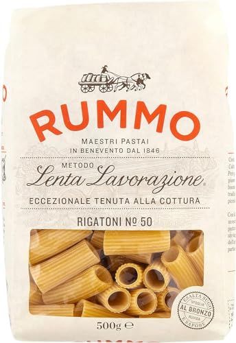 Rummo Rigatoni Pasta No.50 - Premium Italian Tube Pasta, Expertly Ridged for a Robust Sauce Retention, 500 g (Pack of 1)