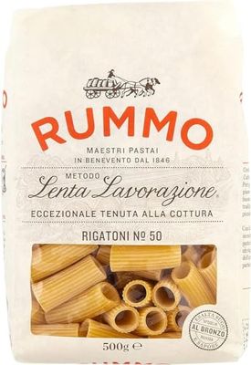 Rummo Rigatoni Pasta No.50 - Premium Italian Tube Pasta, Expertly Ridged for a Robust Sauce Retention, 500 g (Pack of 1)